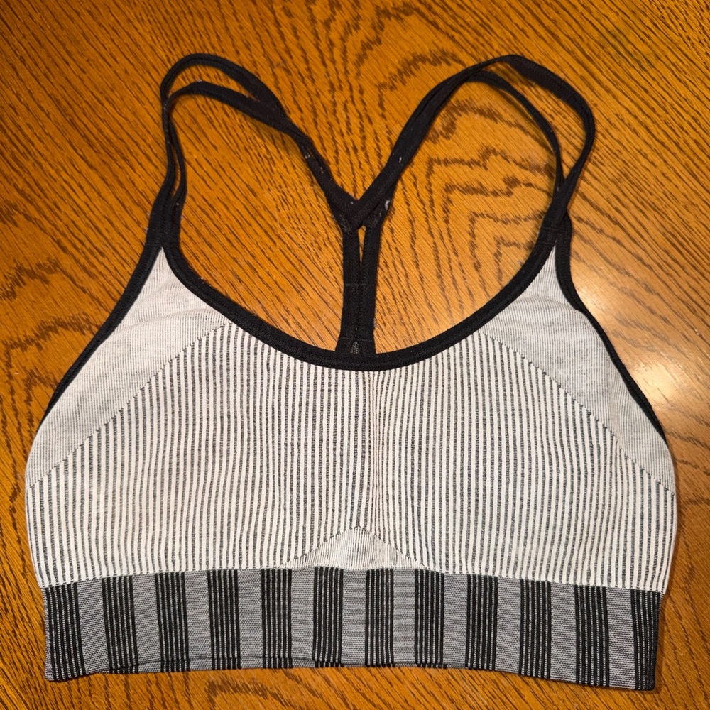 Striped Black and White Sports Bra